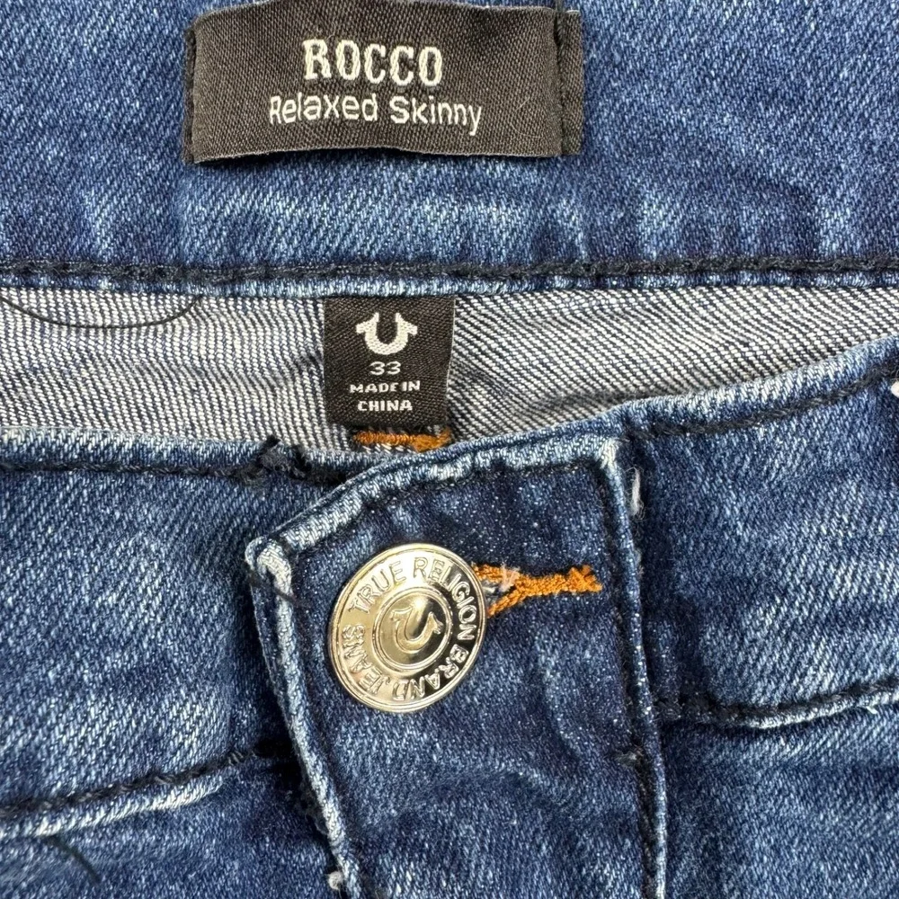 True Religion Rocco Relaxed Skinny Mens Stretch Denim Moto Jeans 33x32 Blue